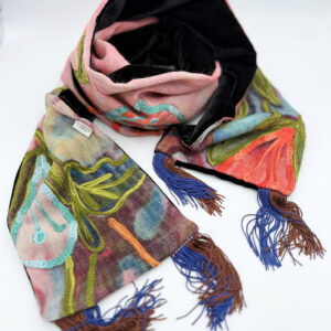 Sciarpa velluto/lana ricamata Iside